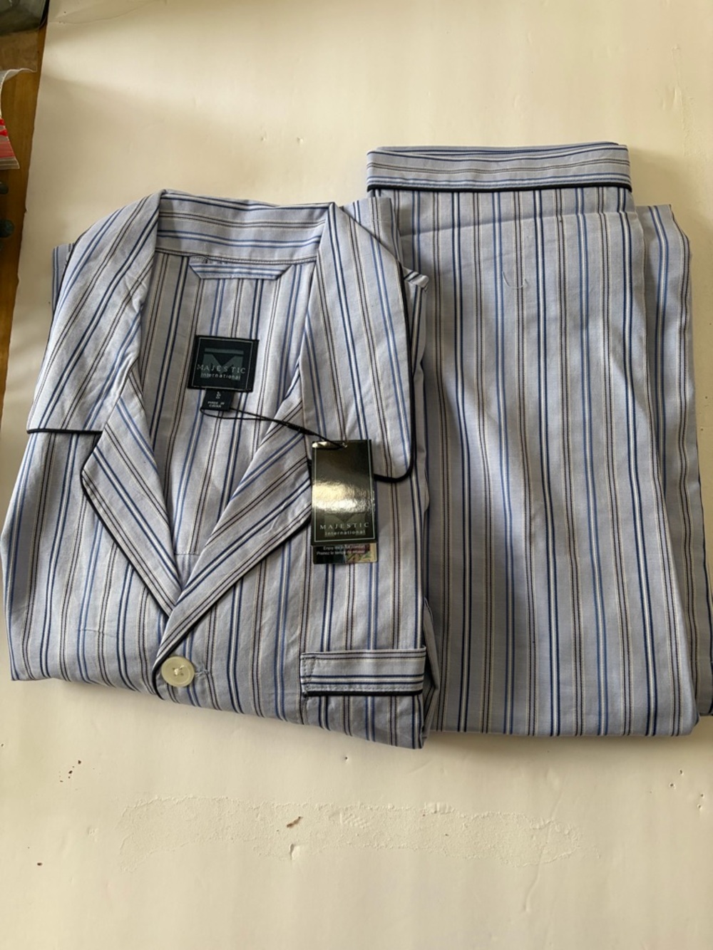 Majestic International Blue Striped Pajama Set